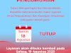 Pengumuman Tutup Layanan Cuti Bersama Hari Kemerdekaan RI ke-80