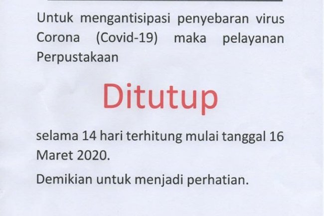 Penutupan Perpustakaan Sementara