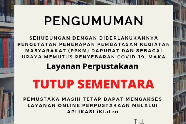 Pengumuman Tutup Layanan PPKM Darurat