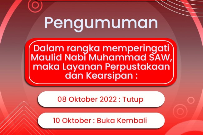 Pengumuman Tutup Layanan dalam rangka Maulid Nabi Muhammad SAW