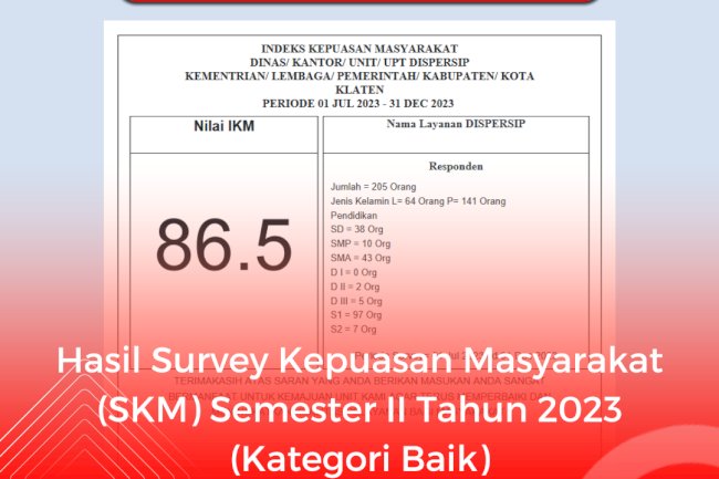 Survey Kepuasan Masyarakat (SKM) Semester II Tahun 2023