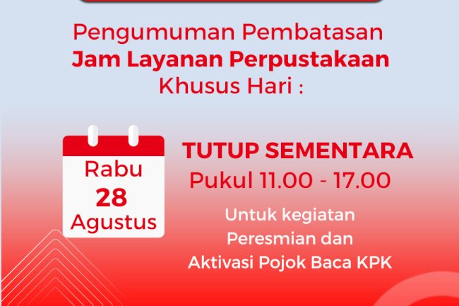 Layanan Perpustakaan Tutup Sementara untuk Aktivasi Pojok Baca KPK