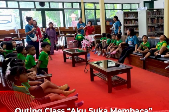 Outing Class “Aku Suka Membaca”, TK Pelangi Kasih Wonosari Kunjungi Perpustakaan Dispersip Klaten