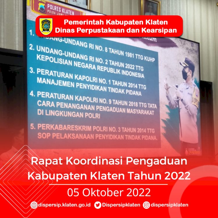 Rapat Koordinasi Pengaduan Klaten Tahun 2022