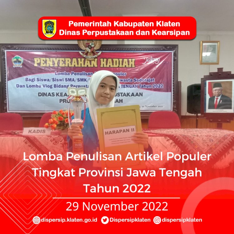 Lomba Penulisan Artikel Populer Tingkat Jawa Tengah