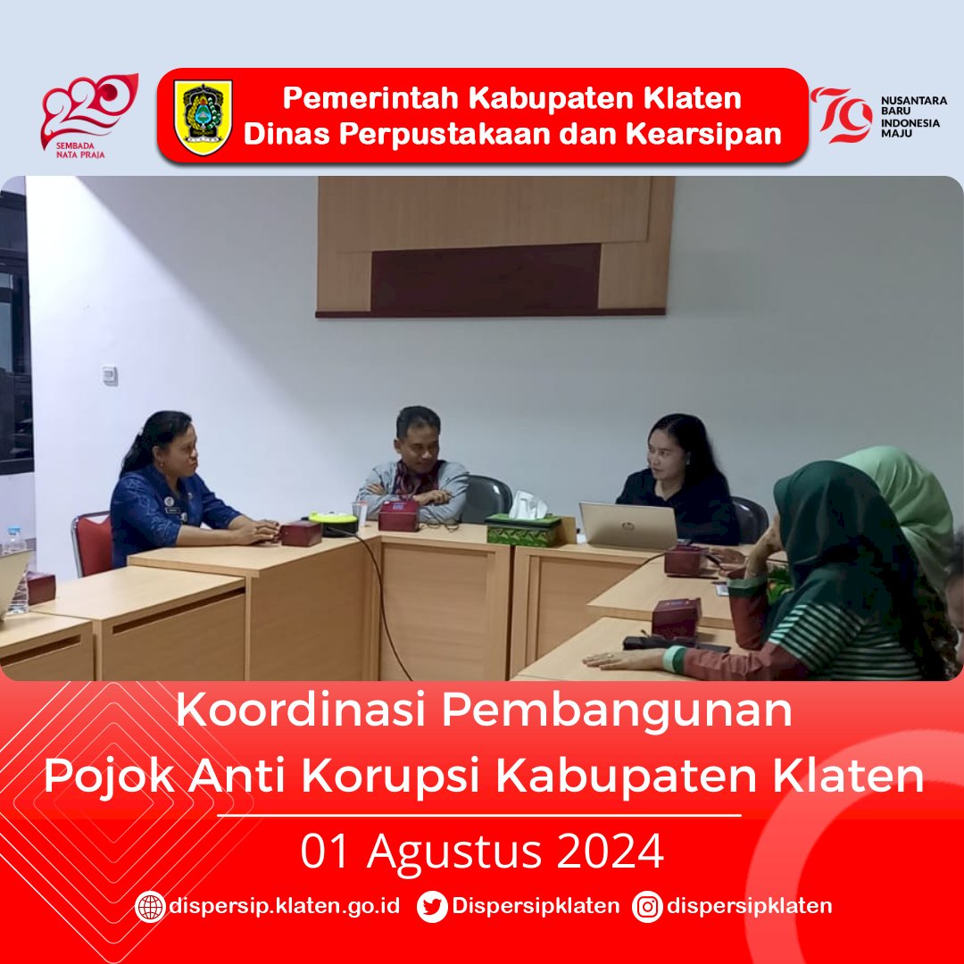 Koordinasi Pembangunan Pojok Anti Korupsi Kabupaten Klaten