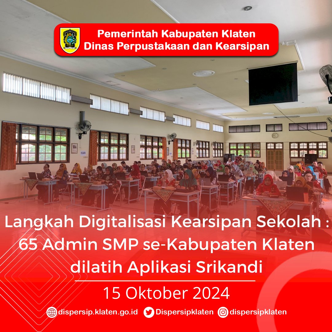 Langkah Digitalisasi Kearsipan Sekolah : 65 Admin SMP se-Kabupaten Klaten dilatih Aplikasi Srikandi