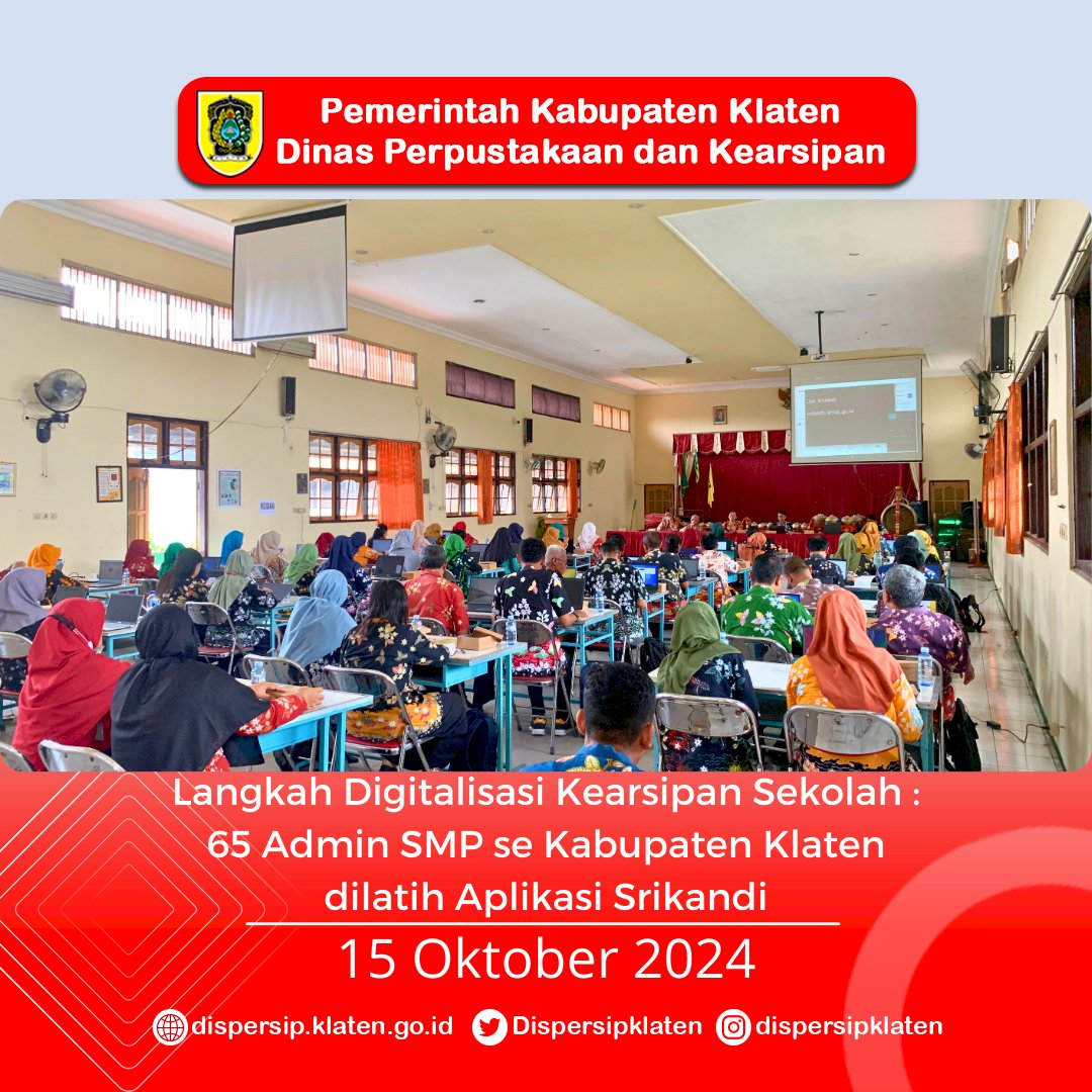 Langkah Digitalisasi Kearsipan Sekolah : 65 Admin SMP se-Kabupaten Klaten dilatih Aplikasi Srikandi