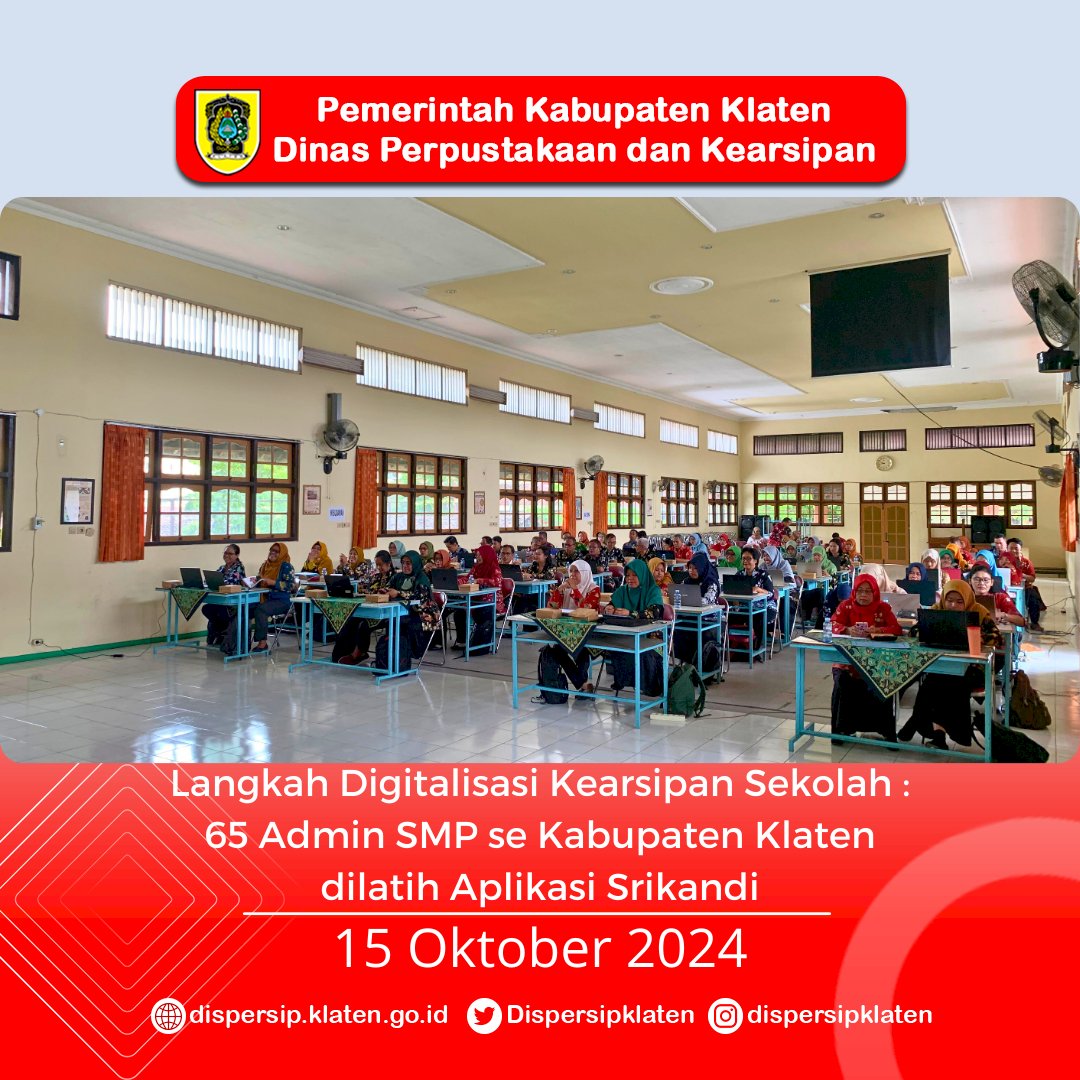 Langkah Digitalisasi Kearsipan Sekolah : 65 Admin SMP se-Kabupaten Klaten dilatih Aplikasi Srikandi