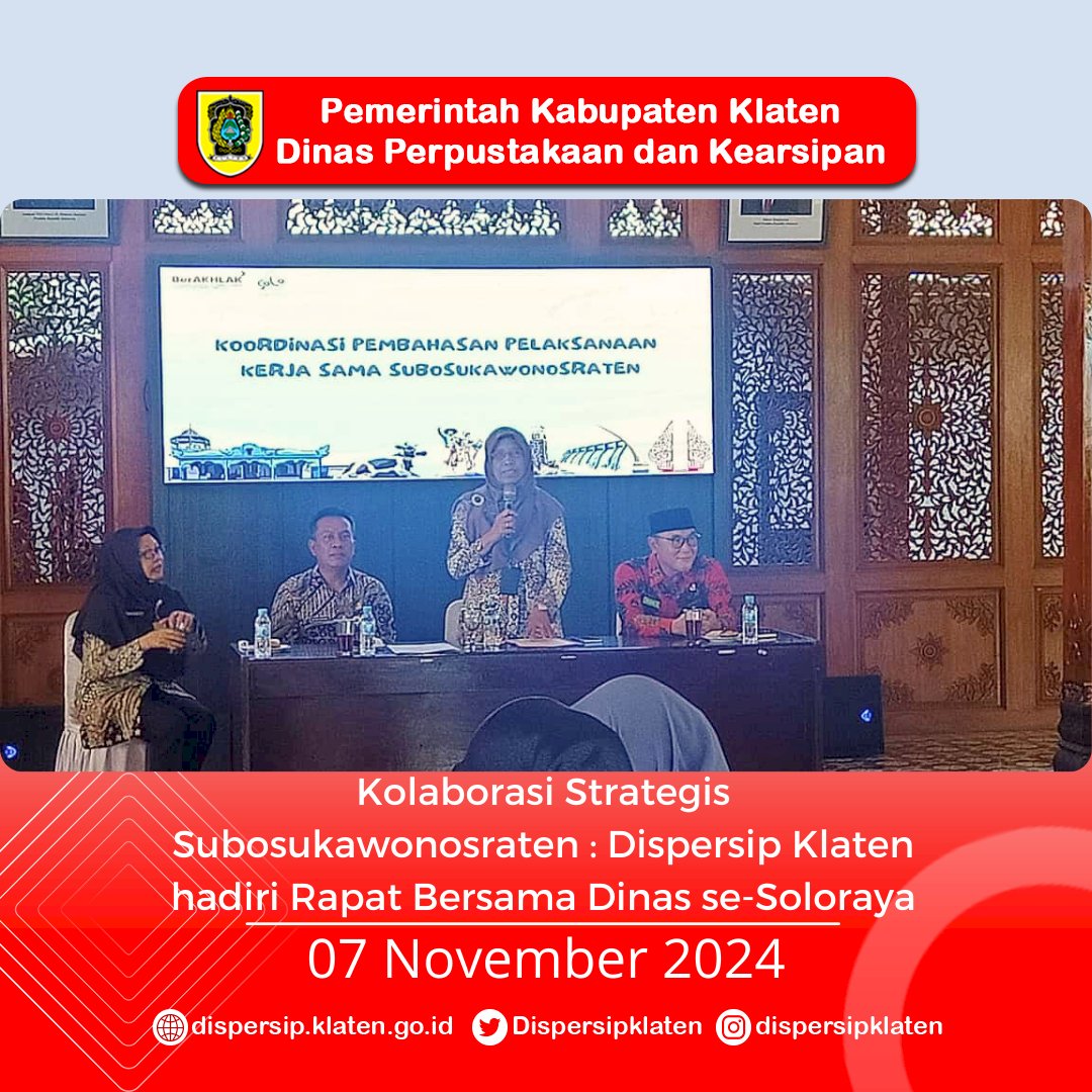 Kolaborasi Strategis Subosukawonosraten : Dispersip Klaten hadiri Rapat Bersama Dinas se-Soloraya