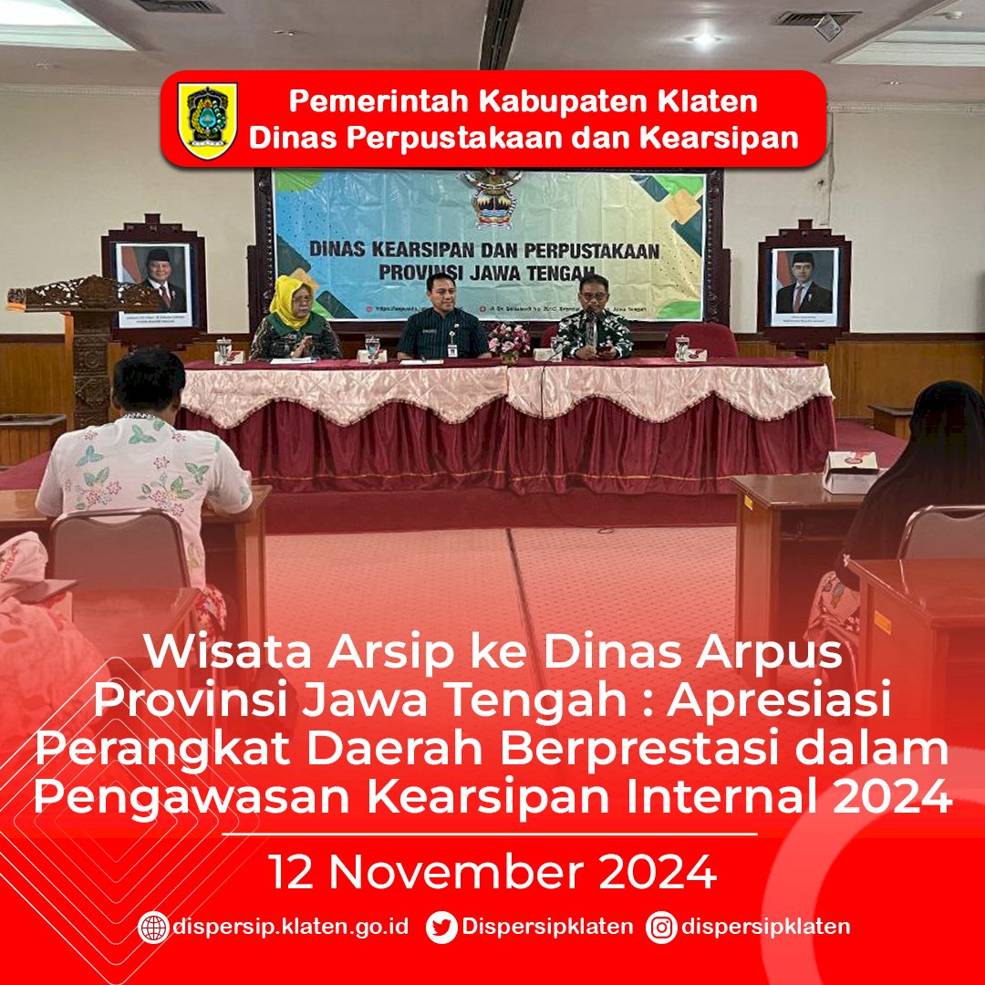 Wisata Arsip ke Dinas Arpus Provinsi Jawa Tengah : Apresiasi Perangkat Daerah Berprestasi dalam Pengawasan Kearsipan Internal 2024