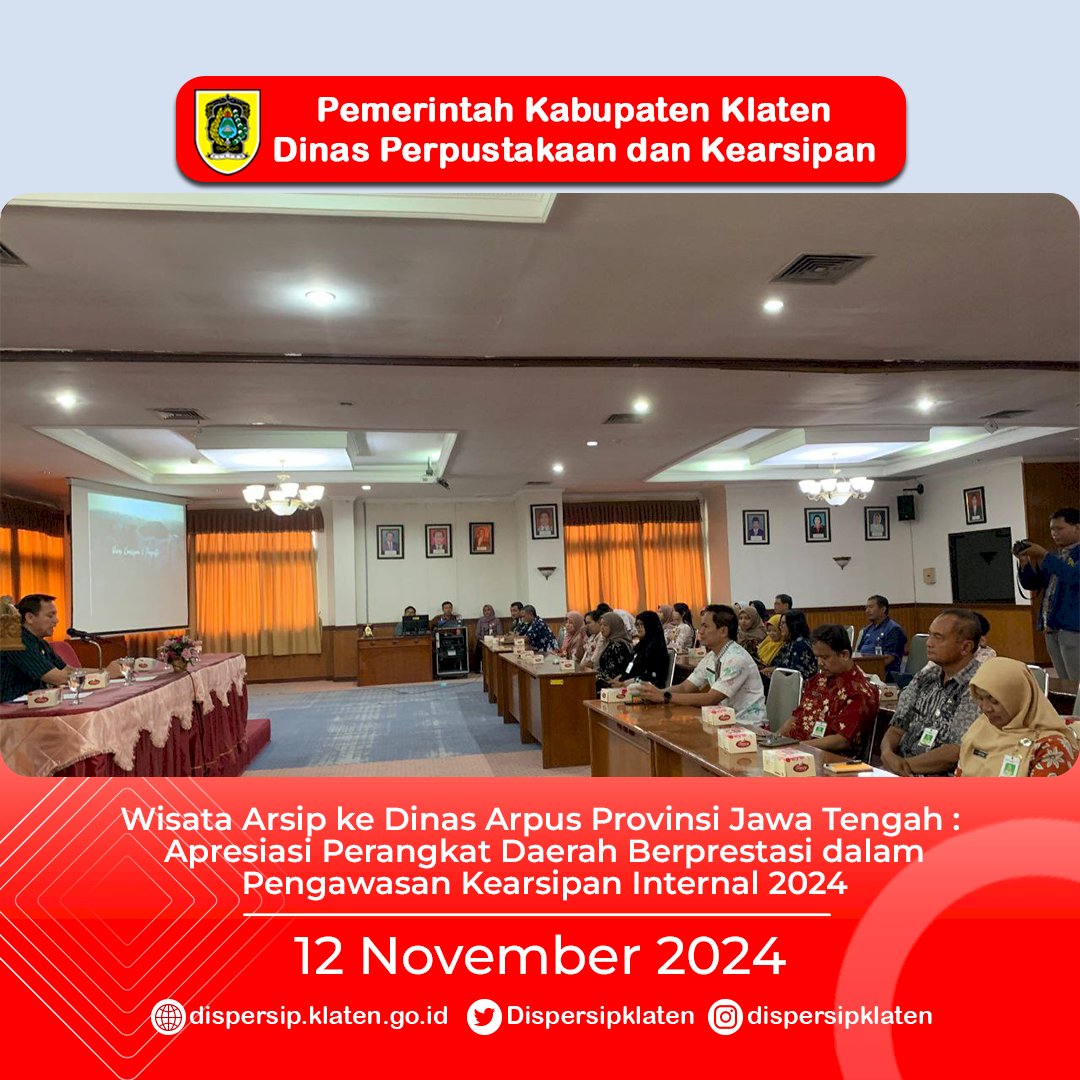 Wisata Arsip ke Dinas Arpus Provinsi Jawa Tengah : Apresiasi Perangkat Daerah Berprestasi dalam Pengawasan Kearsipan Internal 2024