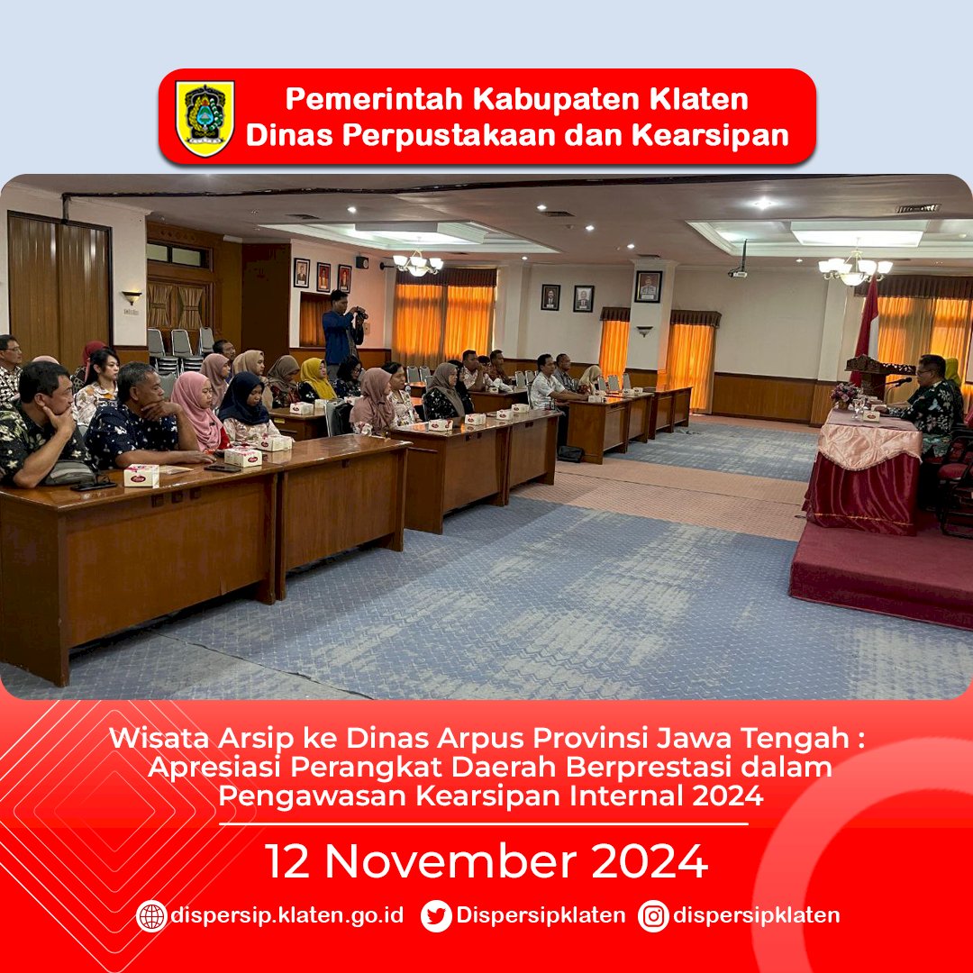 Wisata Arsip ke Dinas Arpus Provinsi Jawa Tengah : Apresiasi Perangkat Daerah Berprestasi dalam Pengawasan Kearsipan Internal 2024