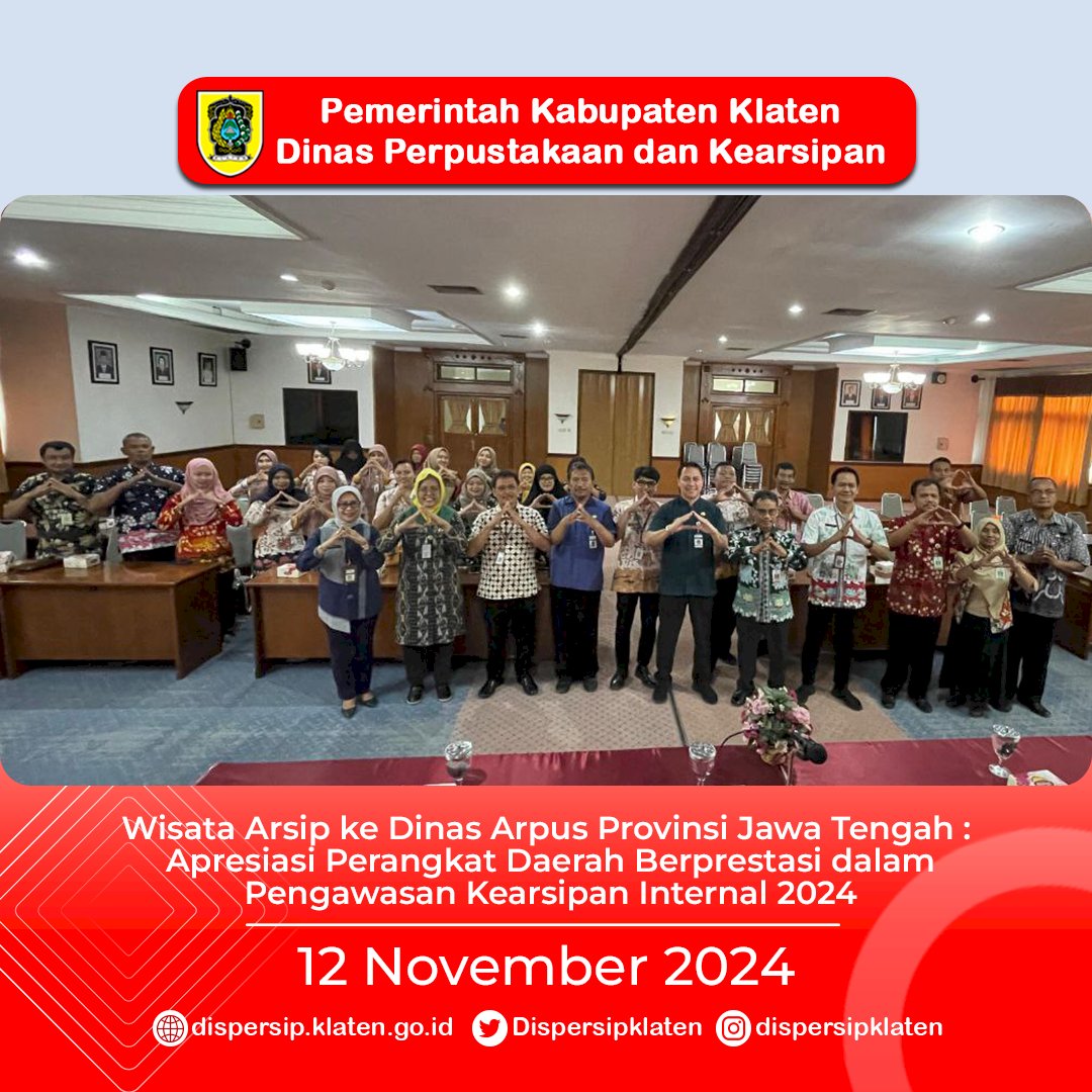 Wisata Arsip ke Dinas Arpus Provinsi Jawa Tengah : Apresiasi Perangkat Daerah Berprestasi dalam Pengawasan Kearsipan Internal 2024