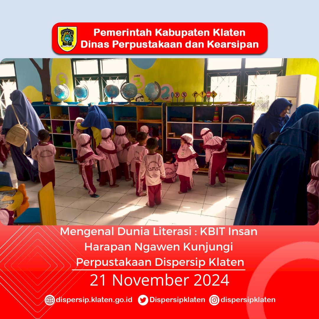 Mengenal Dunia Literasi : KBIT Insan  Harapan Ngawen Kunjungi  Perpustakaan Dispersip Klaten