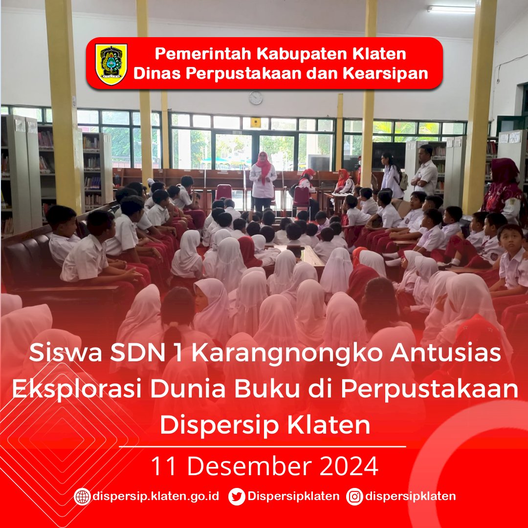 Siswa SDN 1 Karangnongko Antusias Eksplorasi Dunia Buku di Perpustakaan Dispersip Klaten