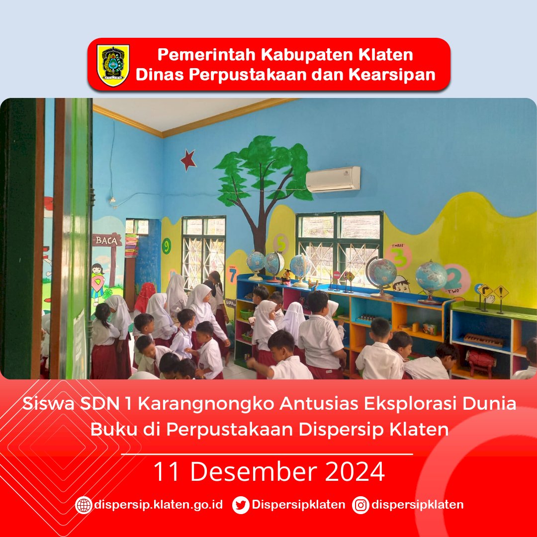 Siswa SDN 1 Karangnongko Antusias Eksplorasi Dunia Buku di Perpustakaan Dispersip Klaten