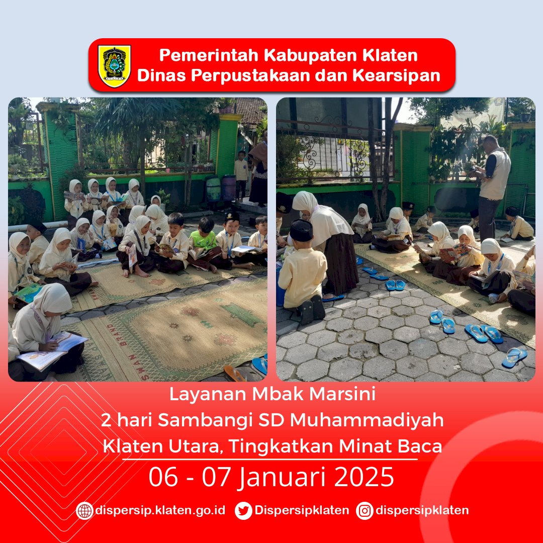 Layanan Mbak Marsini 2 hari Sambangi SD Muhammadiyah Klaten Utara, Tingkatkan Minat Baca
