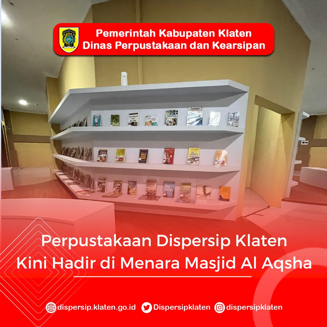 Perpustakaan Dispersip Klaten Kini Hadir di Menara Masjid Al Aqsha