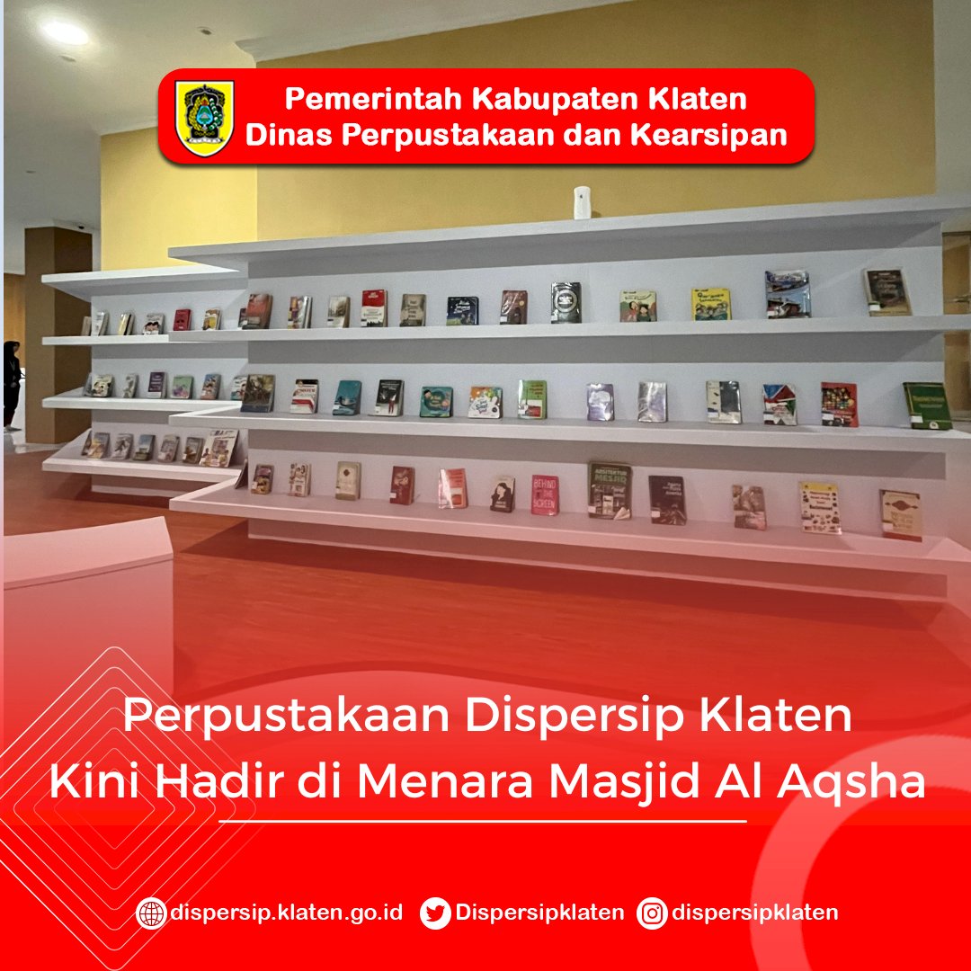 Perpustakaan Dispersip Klaten Kini Hadir di Menara Masjid Al Aqsha