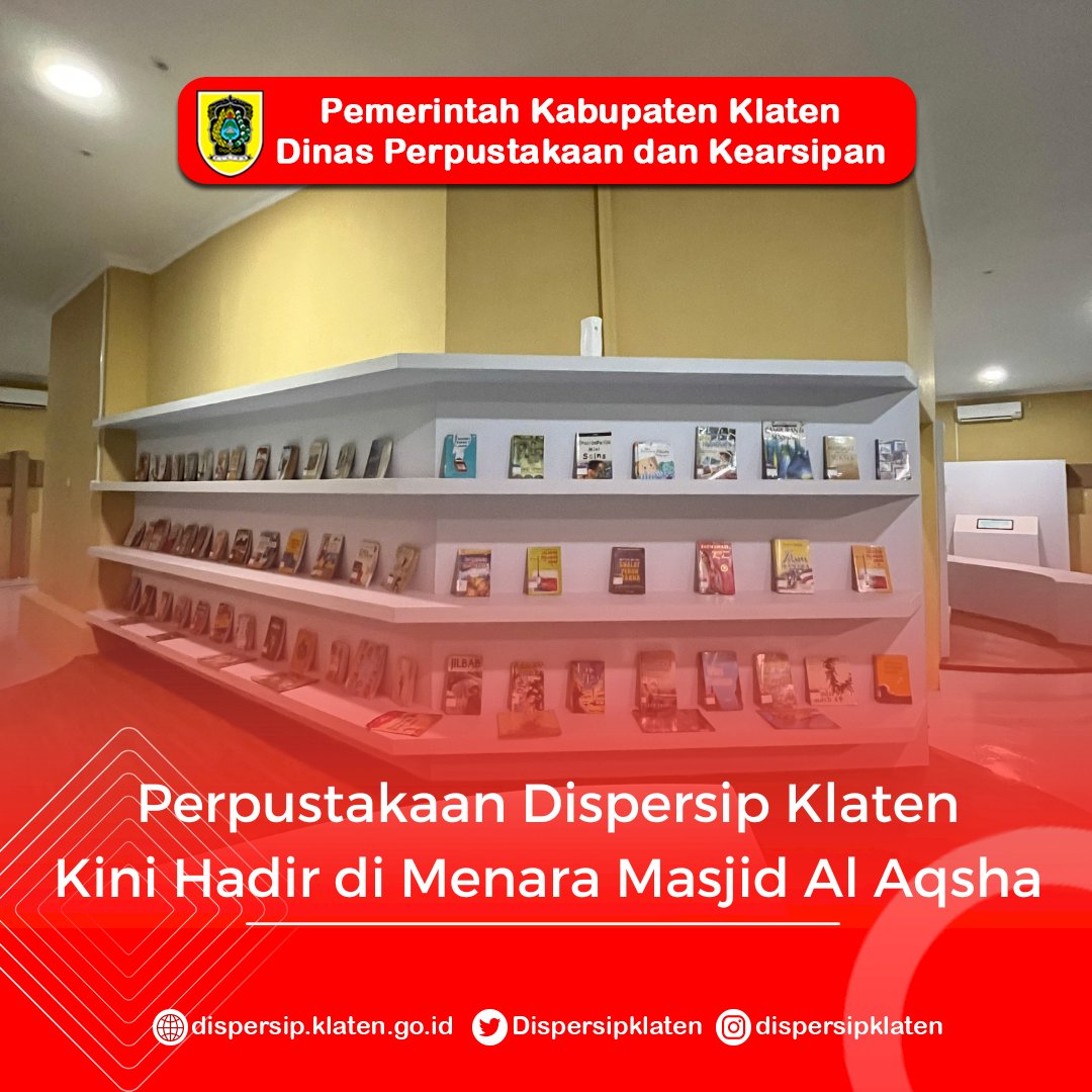 Perpustakaan Dispersip Klaten Kini Hadir di Menara Masjid Al Aqsha