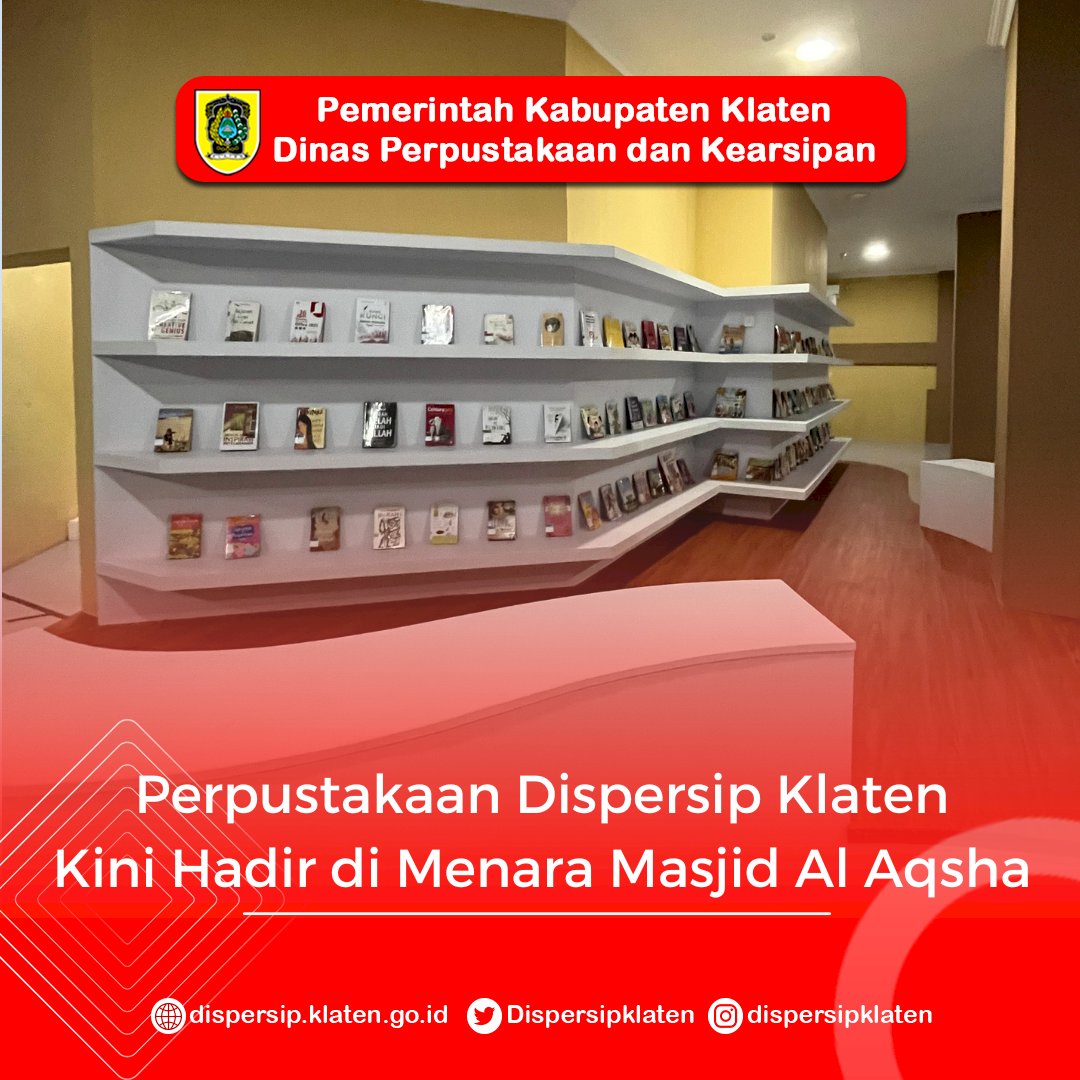 Perpustakaan Dispersip Klaten Kini Hadir di Menara Masjid Al Aqsha