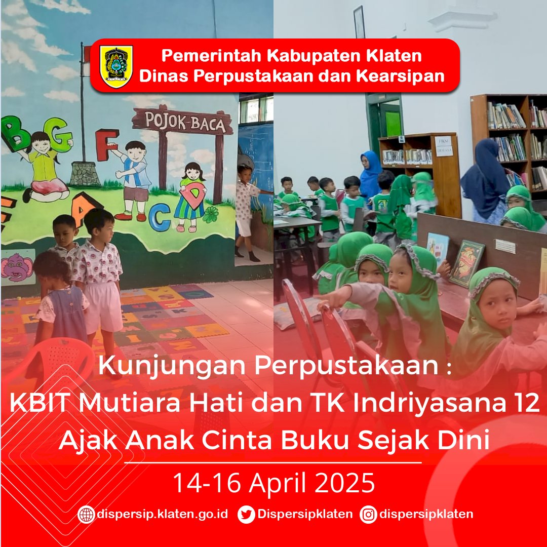 Kunjungan Perpustakaan : KBIT Mutiara Hati dan TK Indriyasana 12 Ajak Anak Cinta Buku Sejak Dini