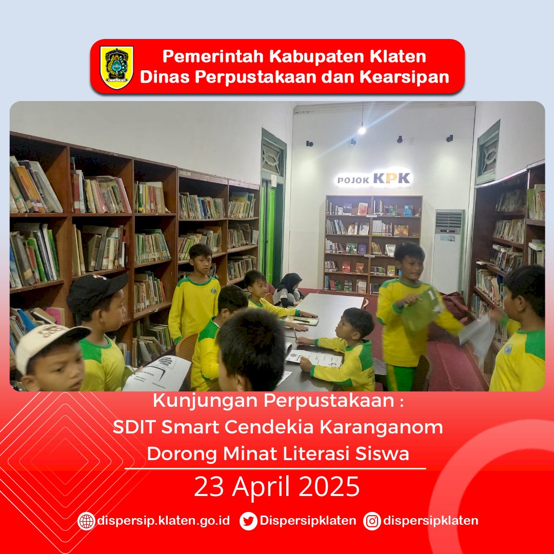 Kunjungan Perpustakaan : SDIT Smart Cendekia Karanganom Dorong Minat Literasi Siswa