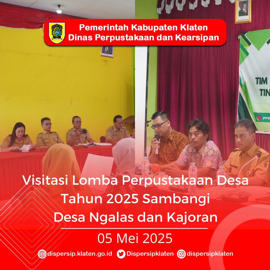 Visitasi Lomba Perpustakaan Desa Tahun 2025 Sambangi Desa Ngalas dan Kajoran