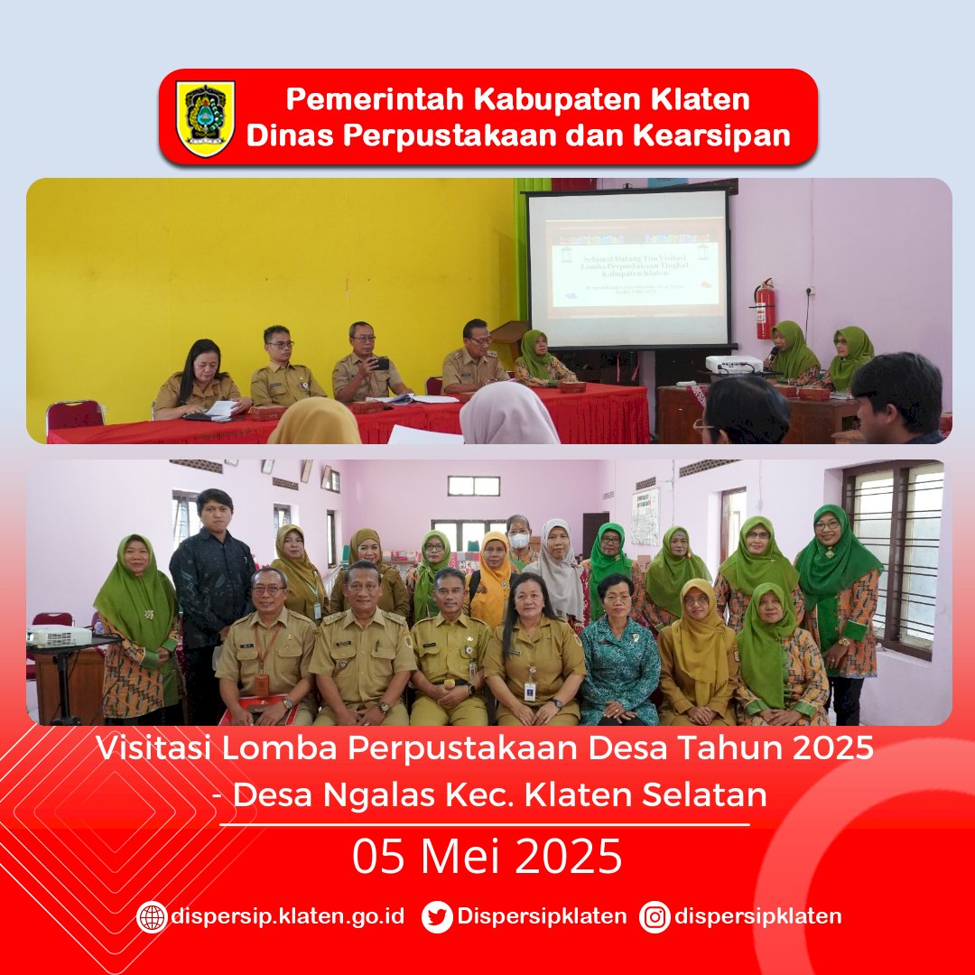 Visitasi Lomba Perpustakaan Desa Tahun 2025 Sambangi Desa Ngalas dan Kajoran