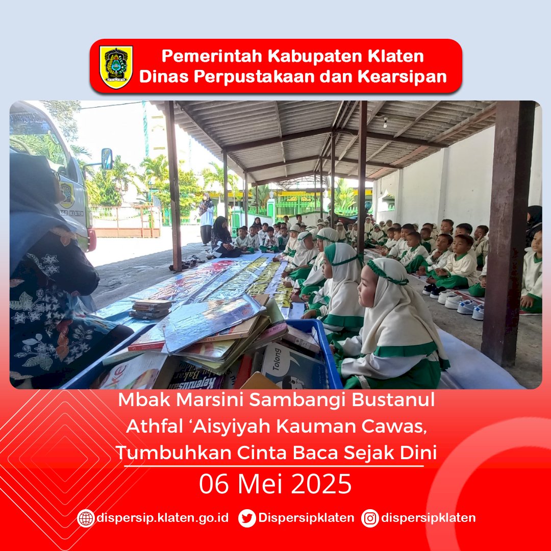 Mbak Marsini Sambangi Bustanul Athfal ‘Aisyiyah Kauman Cawas, Tumbuhkan Cinta Baca Sejak Dini