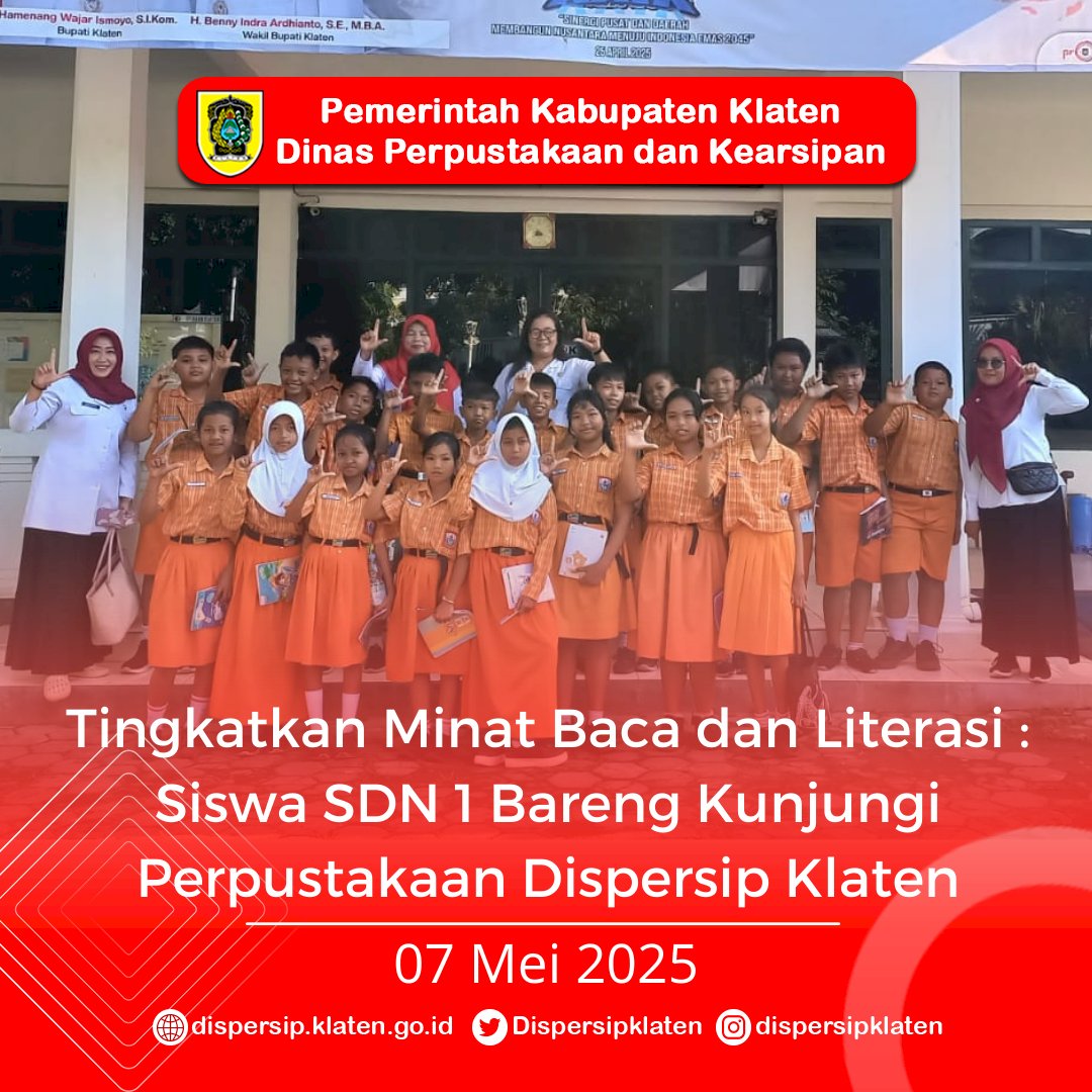 Tingkatkan Minat Baca dan Literasi : Siswa SDN 1 Bareng Kunjungi Perpustakaan Dispersip Klaten