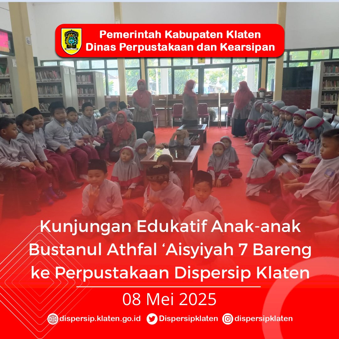 Kunjungan Edukatif Anak-anak Bustanul Athfal ‘Aisyiyah 7 Bareng ke Perpustakaan Dispersip Klaten