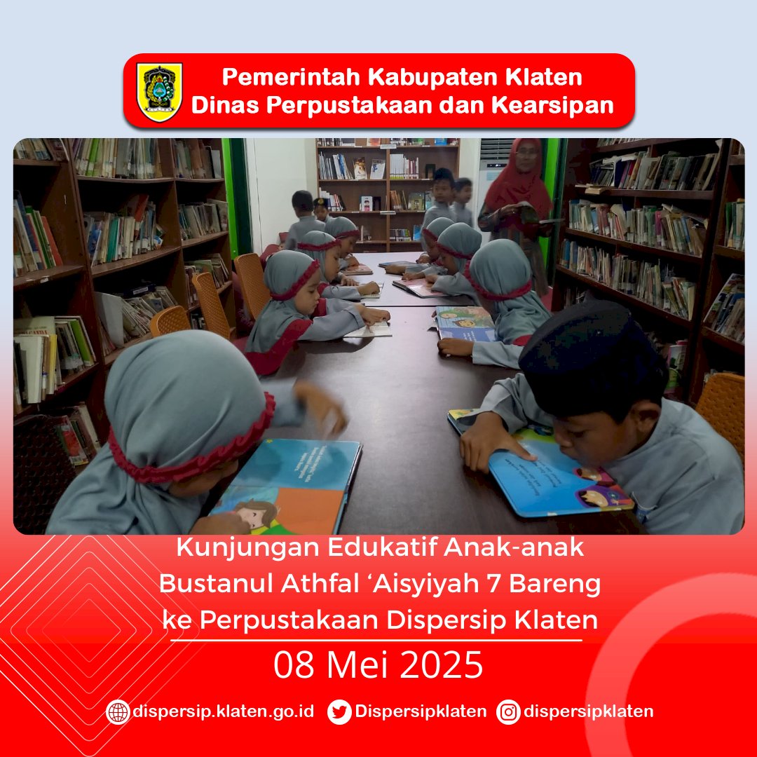 Kunjungan Edukatif Anak-anak Bustanul Athfal ‘Aisyiyah 7 Bareng ke Perpustakaan Dispersip Klaten
