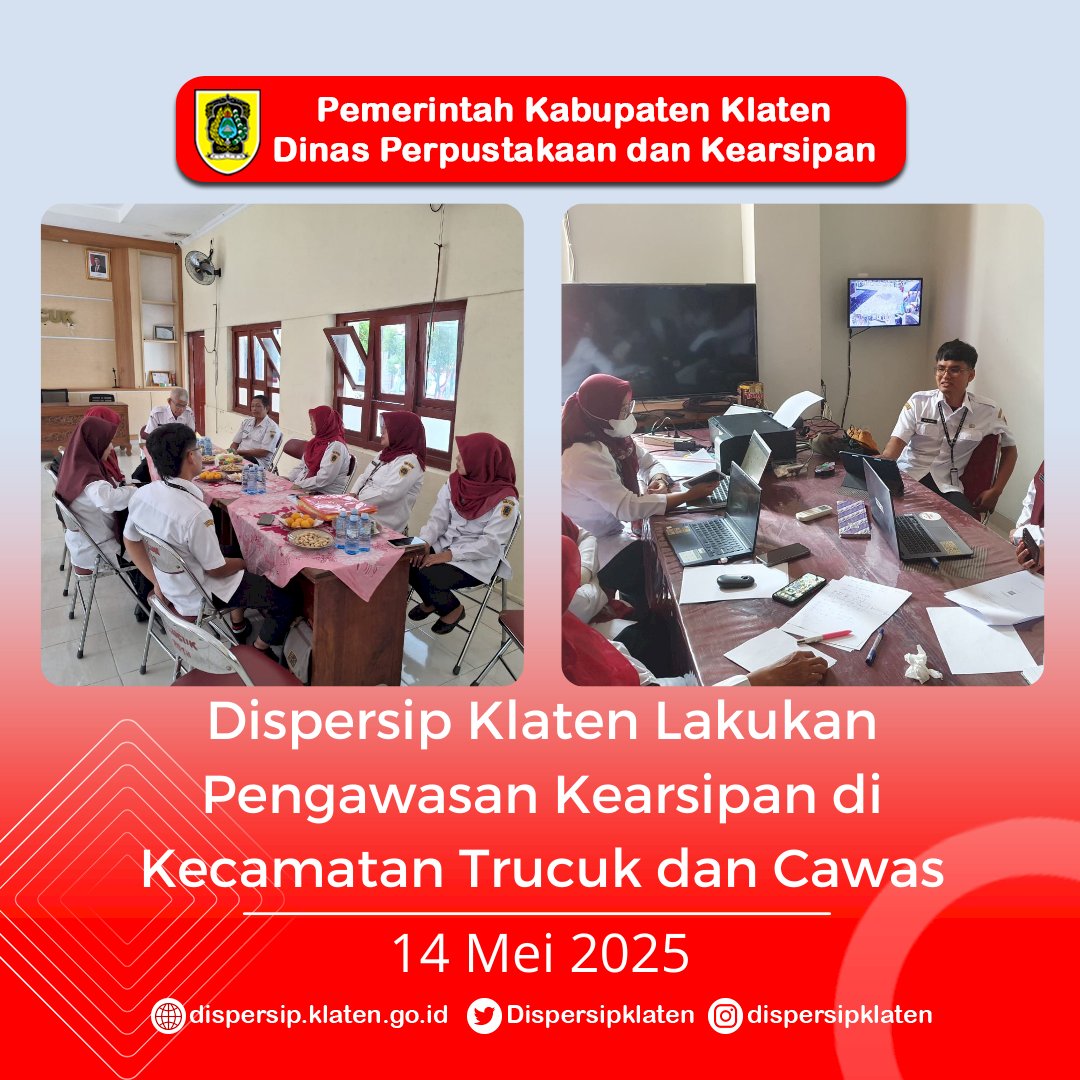 Dispersip Klaten Lakukan Pengawasan Kearsipan di Kecamatan Trucuk dan Cawas