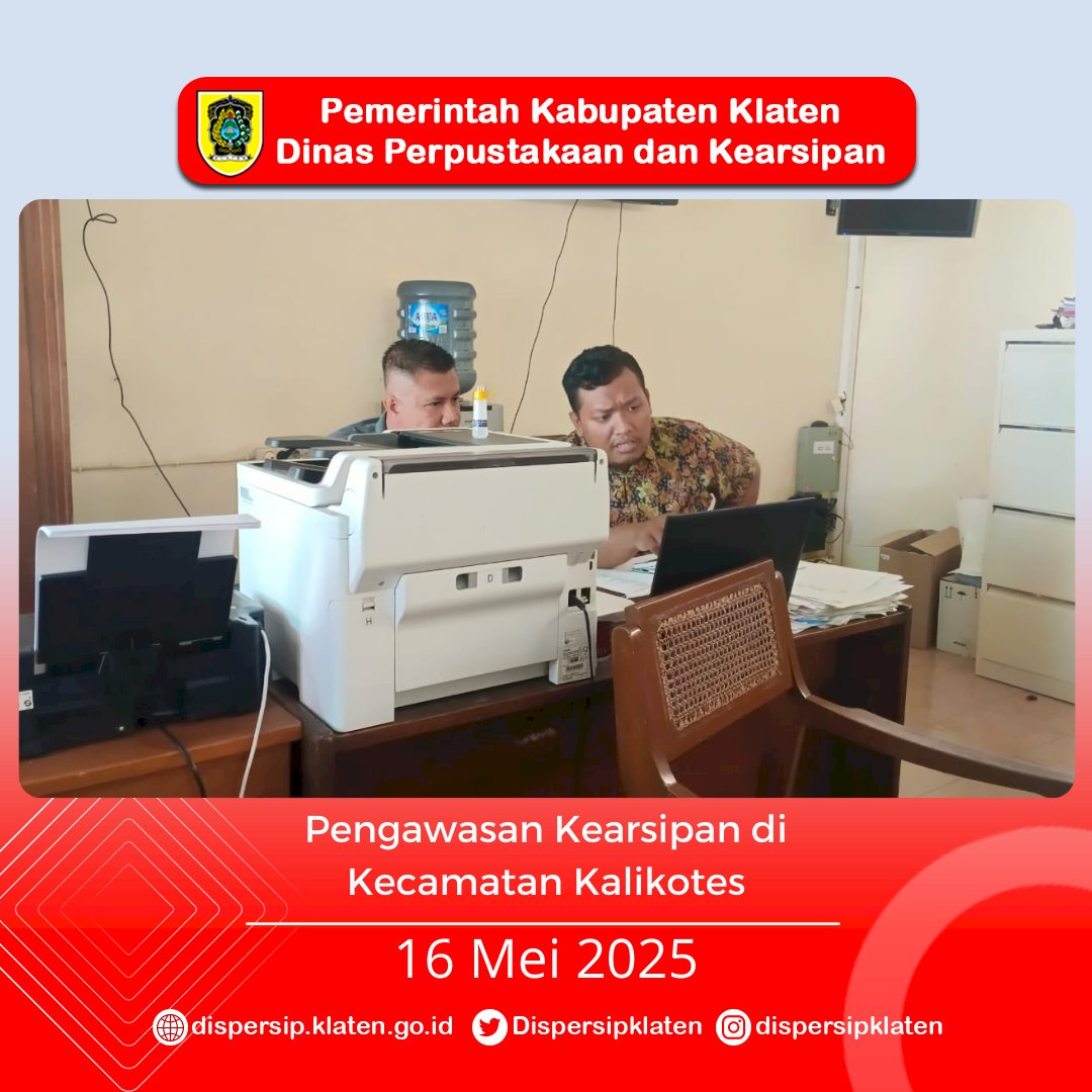 Dispersip Klaten Sambangi Kalikotes, Lanjutkan Pengawasan Kearsipan Kecamatan