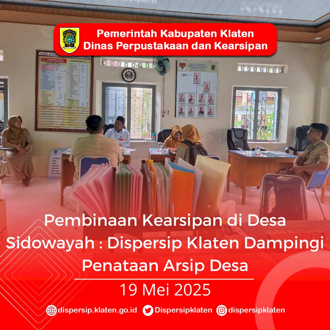 Pembinaan Kearsipan di Desa Sidowayah : Dispersip Klaten Dampingi Penataan Arsip Desa