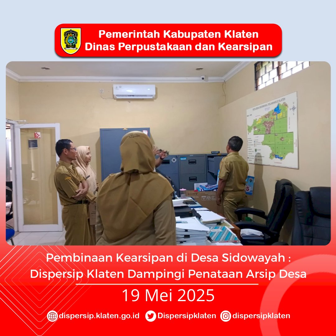 Pembinaan Kearsipan di Desa Sidowayah : Dispersip Klaten Dampingi Penataan Arsip Desa