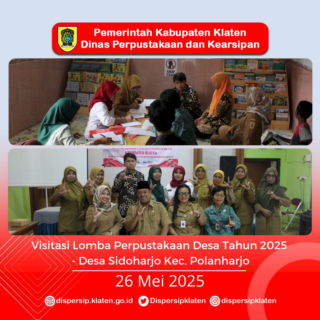 Visitasi Lomba Perpustakaan Desa Berakhir : Majegan dan Sidoharjo Tampilkan Inovasi Ramah Warga