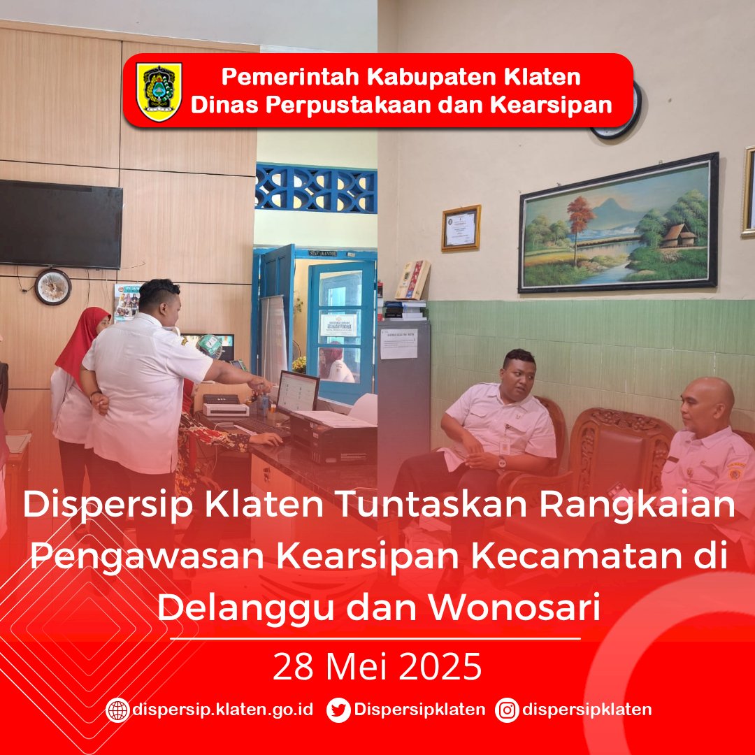 Dispersip Klaten Tuntaskan Rangkaian Pengawasan Kearsipan Kecamatan di Delanggu dan Wonosari