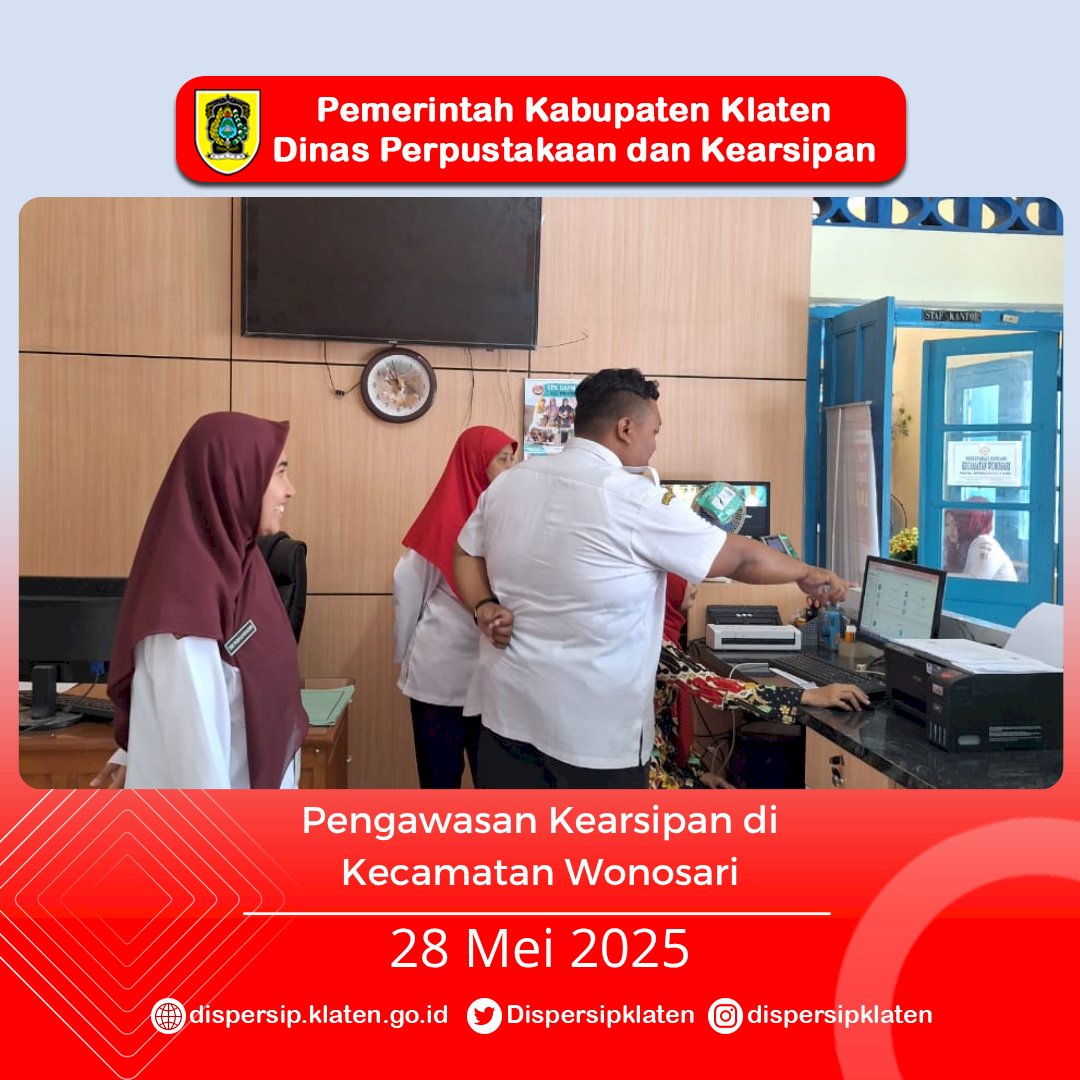 Dispersip Klaten Tuntaskan Rangkaian Pengawasan Kearsipan Kecamatan di Delanggu dan Wonosari