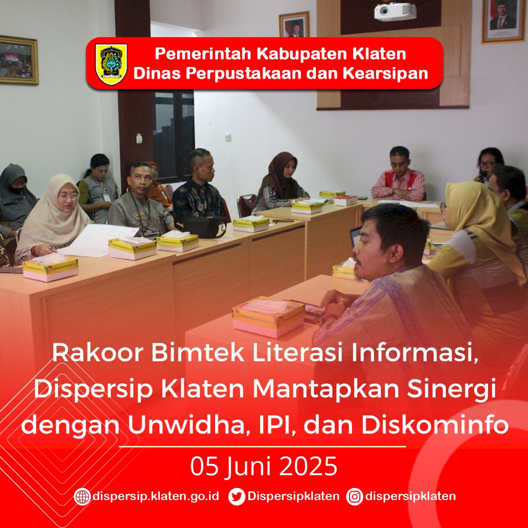 Rakoor Bimtek Literasi Informasi,  Dispersip Klaten Mantapkan Sinergi  dengan Unwidha, IPI, dan Diskominfo