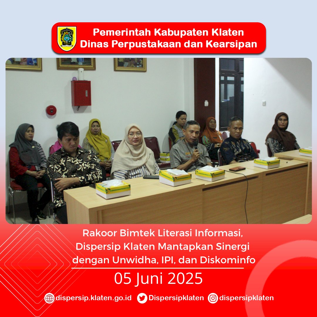 Rakoor Bimtek Literasi Informasi,  Dispersip Klaten Mantapkan Sinergi  dengan Unwidha, IPI, dan Diskominfo