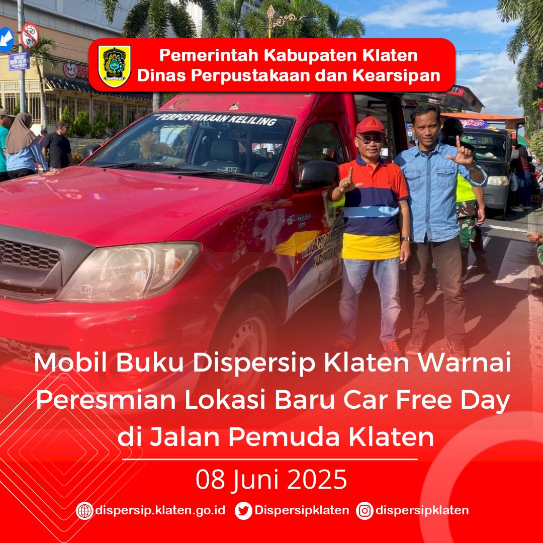 Mobil Buku Warnai Peresmian Lokasi Baru Car Free Day di Jalan Pemuda Klaten
