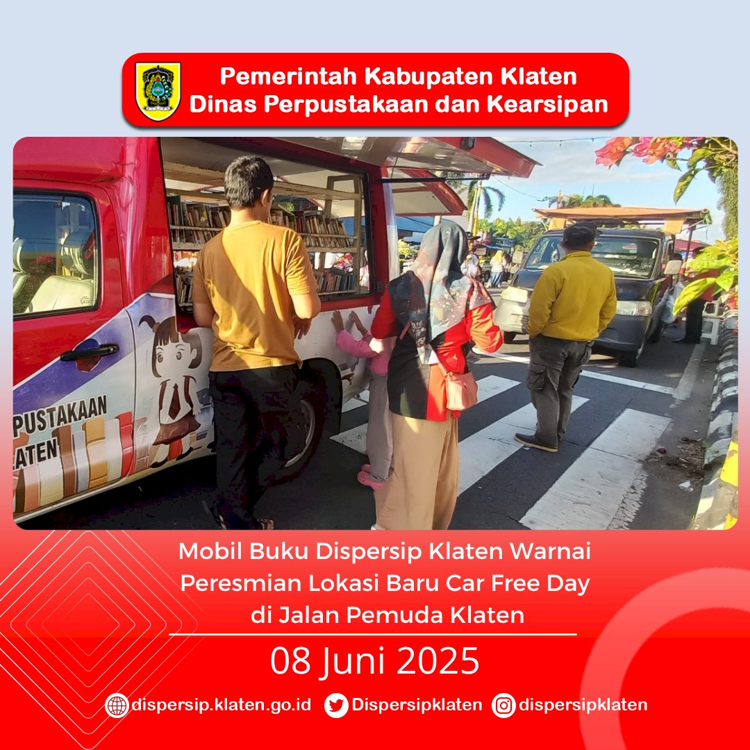 Mobil Buku Warnai Peresmian Lokasi Baru Car Free Day di Jalan Pemuda Klaten