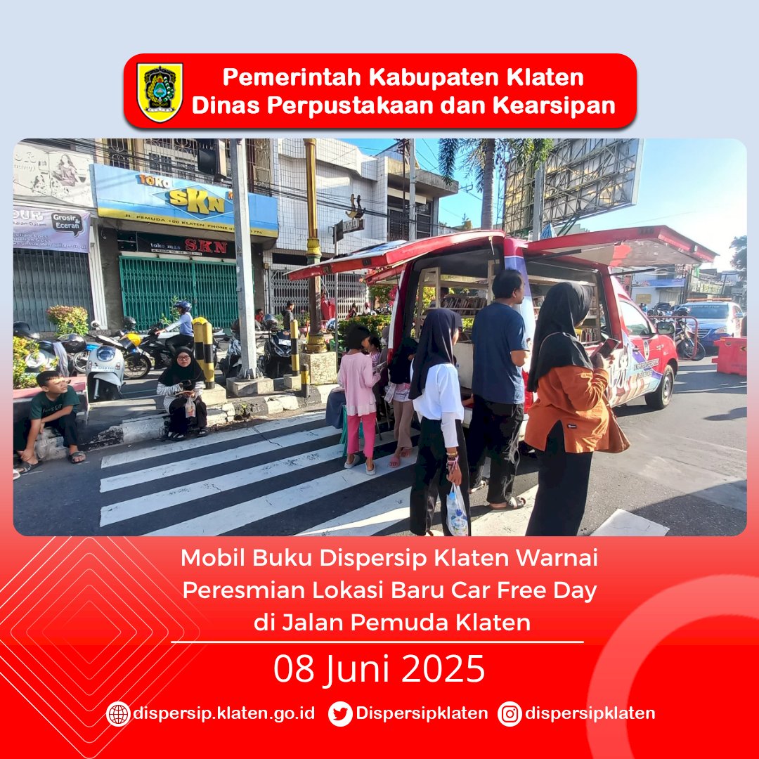 Mobil Buku Warnai Peresmian Lokasi Baru Car Free Day di Jalan Pemuda Klaten