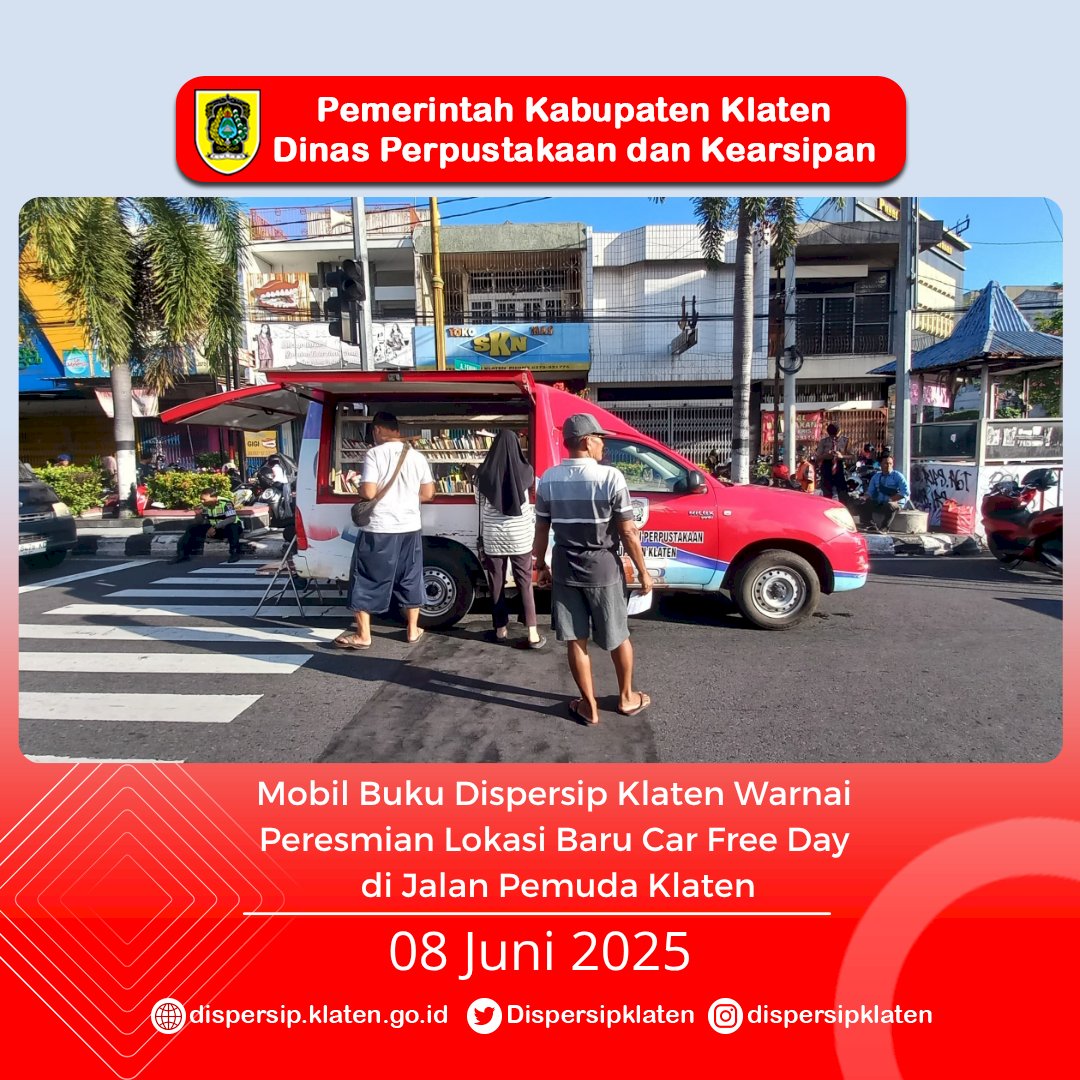 Mobil Buku Warnai Peresmian Lokasi Baru Car Free Day di Jalan Pemuda Klaten