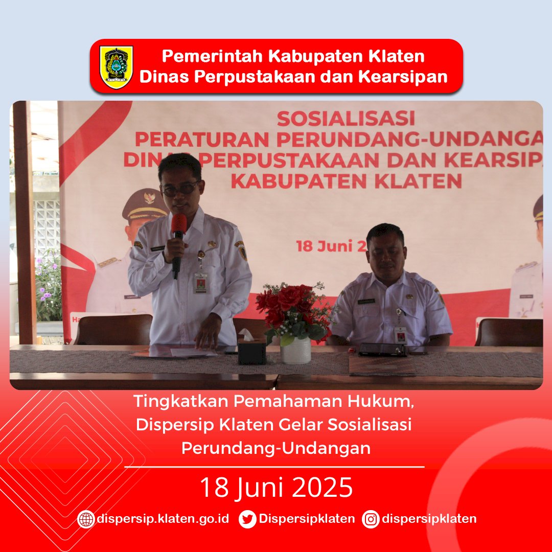 Tingkatkan Pemahaman Hukum, Dispersip Klaten Gelar Sosialisasi Perundang-Undangan