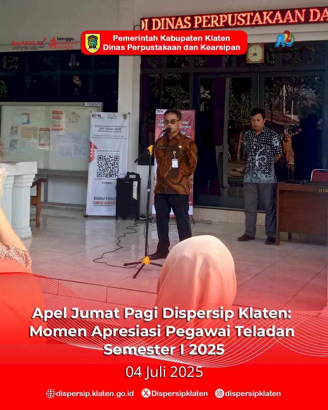 Apel Jumat Pagi Dispersip Klaten : Momen Apresiasi Pegawai Teladan Semester I 2025
