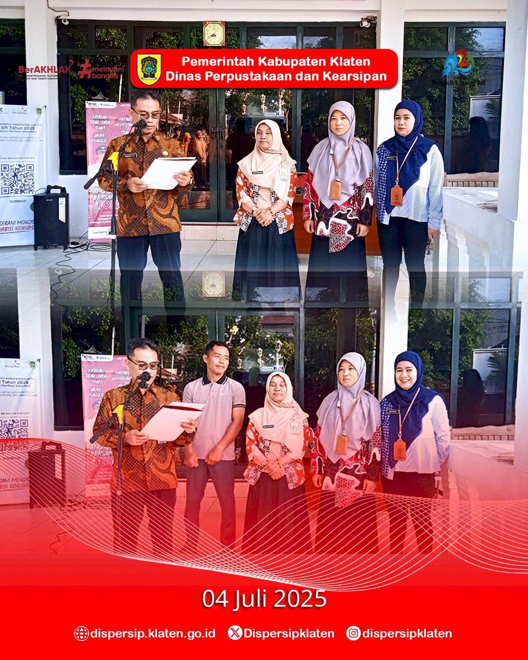 Apel Jumat Pagi Dispersip Klaten : Momen Apresiasi Pegawai Teladan Semester I 2025